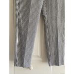 ZARA Women's Medium Navy Striped Seersucker Straight Leg Pants Coastal Nautical Photo 2