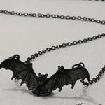 Black Goth Bat Pendant Necklace Photo 0