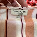 Bobeau STUDIO B by  top shirt tunic size 2X stripes v neck pink brown Photo 1