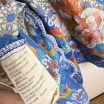 Johnny Was  Silk Tunic Top Womens Small Blue Koi Fish Floral Button Up Art Photo 9