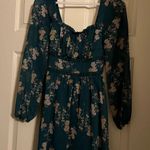 Floral Teal Long Sleeve Dress Green Size XS Photo 0