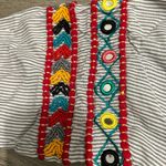 America & beyond NWOT Grey and White Striped Boho Dress with Fringes Photo 2