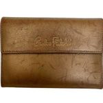 Carlos Falchi Vintage Bronze Metallic Leather Flap Wallet Gold Photo 0
