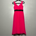 Kate Spade Chiffon Embellished Bow Midi Dress V Neck Hot Pink Women’s Size 2 Photo 1