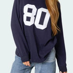 Edikted  Navy Long Sleeve Blue Jersey Number Photo 0