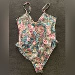 Victoria's Secret Vintage  Floral Satin Ruffle Teddy Bodysuit Sz Medium‎ Photo 5