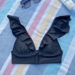 Aerie NWT, , Ruffle Shoulder Bikini Top, Black, Sz XS Photo 0
