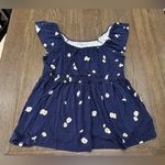 Torrid  soft knit square neckline cinched waist navy blue with daisy top size 3Xl Photo 1