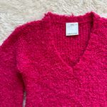 C/MEO COLLECTIVE Sweater Coco Knit Balloon Sleeve V-neck Wool Blend Hot Pink XS Photo 6