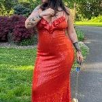 If By Sea Orange Sequin Midi Dress Photo 8