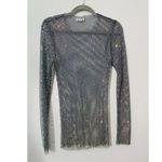 Free People NEW  Women's Navy Filter Finish Long Sleeve Metallic Mesh Small Punk Photo 3