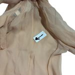 Moda International Blush Pink Ruffle Long Puff Sleeve See Thru 100% Silk Sz Sm‎ Photo 5