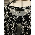 Cynthia Steffe Top XL Black White Floral Sheer Puff Sleeve Blouse New with Tags Photo 2