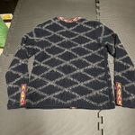 Tory Burch  Tweed Trim Cardigan Sweater Coat Blue Red‎ Gold Womens size small Photo 8