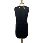 Milly Shift Dress Black Jacquard Textured Geometric Pattern Mod Cutout Womens 10 Photo 6