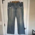 Dana Buchman  Y2K 100% Cotton Beaded‎ Light Wash Bootcut Denim Jeans Size 14/32 Photo 1