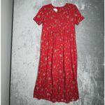 Betsy Lauren Dress Womens 6 Red Yellow Floral Midi Bohemian Cottagecore Prairie Photo 1