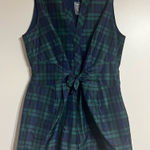 Vineyard Vines Women’s  Green & Blue Plaid Shorts Romper Tie Front Size 16 Photo 0