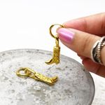 Stainless Steel Gold Cowboy Boot Earrings Photo 2