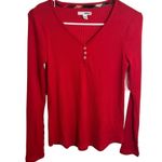 Sonoma  Henley Top Hyplad Red Long Sleeve V-Neck XS Photo 0