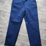 Talbots Relaxed Chinos Anchor Print Navy Blue Ankle Length Womens 6 Photo 0
