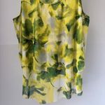 Ashley Stewart  Women Tank Top Blouse 22/24 Yellow Green Floral Boho Ruffle Tier Photo 1
