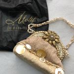 Vintage Motif by Mary Frances Flower Embellished Beaded Handbag Ivory Cream Gold Photo 1