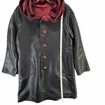 Ubu Reversible Parisian Opera Raincoat Small Black Red iridescent Pleated Hooded Photo 11