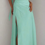 Elegant Mint Green Halter Maxi Dress Size 0 Photo 0