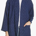 Eileen Fisher NWT Block Printed Organic Cotton Denim Blue Kimono Jacket Photo 0