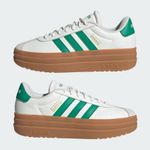 Adidas  Cream and Green Sneakers with Brown Sole Photo 6
