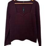 EXPRESS NWT  Purple Ribbed Sweetheart Neckline Long Sleeve Sweater Photo 0