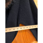 Mary McFadden Collection Black Lambswool Faux Fur Collar Belted Cardigan Coat 1X Photo 5
