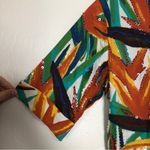 Multicolor Blue Orange Yellow Green Tropical Sequin Button Up Shirt Blouse Top Size L Photo 4