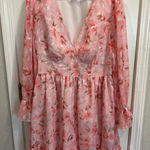 Women's SHEIN CURVE Long Sleeve Floral Dress 1X Pink Brown Photo 0