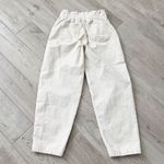 American Eagle Pants Womens Ivory Corduroy Barrel Leg Paperbag Waist Size 0 Photo 3