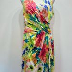 CHAPS Ralph Lauren Chap’s Draped Wrap Front Colorful Floral Sleeveless Dress Medium Photo 6