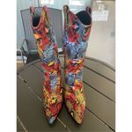 Azalea Wang Midcalf Multicolor Snakeskin Print Western Boots Red/Yellow Size 6 Red Photo 11