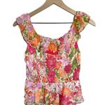LC Lauren Conrad Print Smocked Ruffle Tank Photo 2