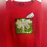 Verve Ami ’ Red Reverse Sequin Women’s Ugly Christmas Sweater Small Gift Coal Photo 1