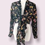 Patrons of Peace Cardigan Top Floral Cropped Black Multi Size M NWT Photo 0