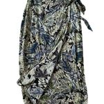 Paul Harris Design women's small floral front wrap skirt side tie Blue Photo 2