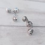 Vintage Eisenburg Clip On Earrings Stylish Two Clear Gem & Silver Tone Dangle Photo 3