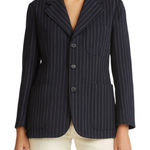 Ralph Lauren Vintage  Blue Label Striped Blazer Notch Lapel Pocket Wool Navy 12 Photo 0