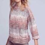 Anthropologie  Postmark Soundwaves Sweater Size Medium 3/4 Length Sleeves Red Photo 0