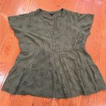 Torrid  Eyelet Peplum Blouse Olive Green Size 3 Photo 2