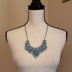 Women’s Statement Silver Tone Blue Rhinestone Bib Necklace Photo 1
