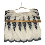 Tribal Jeans White/Blue On/Off Shoulder Embroidered Blouse, Womens XL White Photo 8