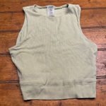 Kittenish Ribbed Cropped Tank Top Women's S Sage Green Sleeveless Knit flaw Photo 0