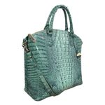 Brahmin Large Duxbury Satchel Bag Biscay Melbourne Blue Green Leather Croc Photo 2